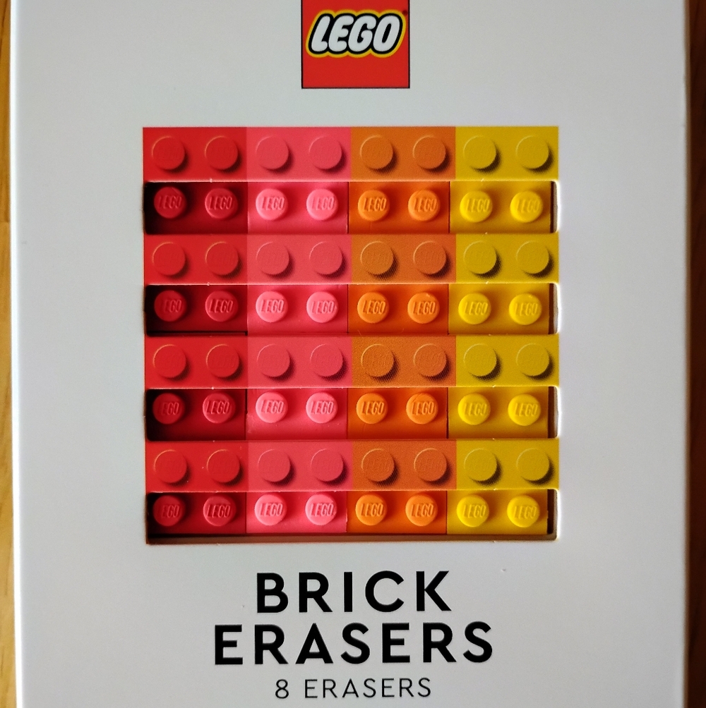 LEGO Brick Erasers Kids Pack - Bright Red, Pink, Orange, Yellow
